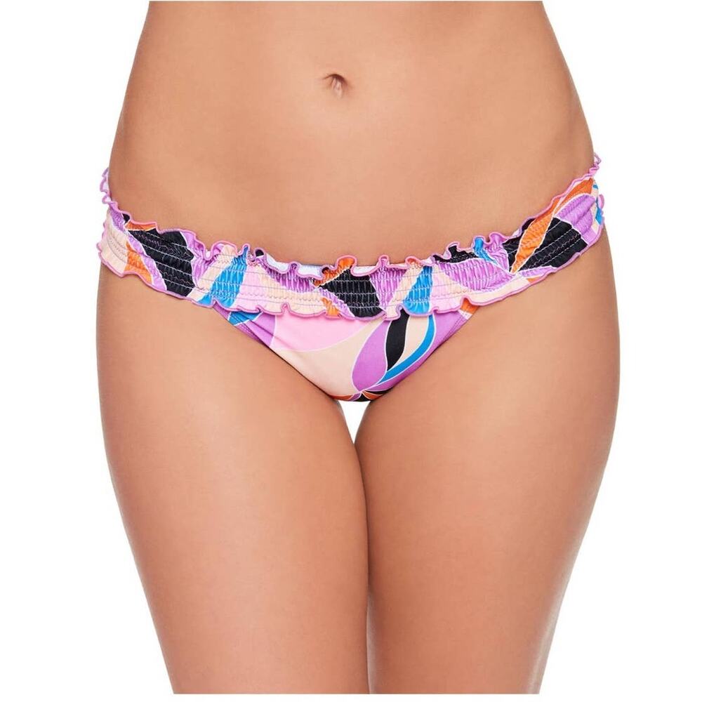 Salt & Cove Retro Print Smocked Hipster Bikini Bottom - M